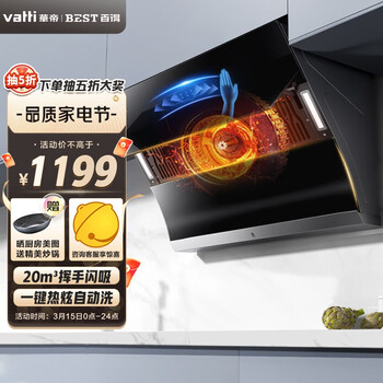 百得（BEST）华帝股份 油烟机 侧吸式家用抽油烟机 20立方大吸力 挥手智能感应 热炫自动洗 CXW-220-E303C3
