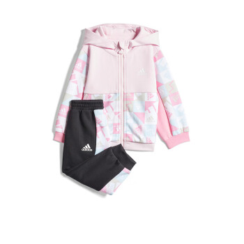adidas阿迪达斯女婴童宝宝秋季款运动连帽长袖两件套装HS1016 粉/蓝/黑 92CM