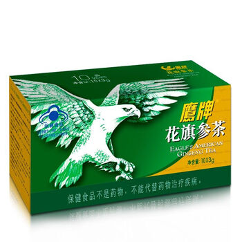 HAWKS 鹰牌 花旗参茶颗粒 增强免疫力10袋装*2盒+礼袋全利兔-实时优惠快报