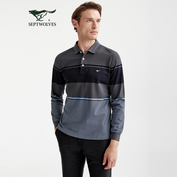 七匹狼 男士微弹polo衫 1D1B50605806服饰鞋包类商品-全利兔-实时优惠快报