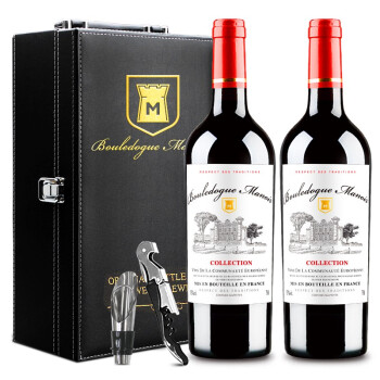 布多格(CANIS FAMILIARIS)法国原瓶进口红酒 庄园干红葡萄酒 送礼礼盒装750ml*2支