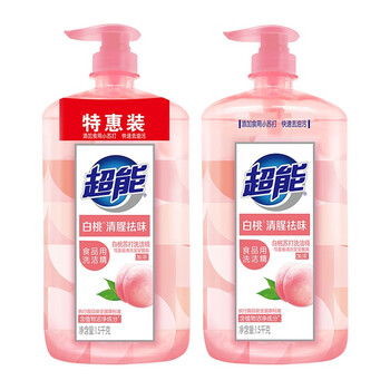 超能 洗洁精清腥去味1kg*2瓶大桶白桃去油食品用宝宝餐具果蔬家庭装 1千克白桃洗洁精*2瓶日用百货类商品-全利兔-实时优惠快报