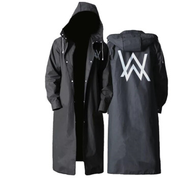 时尚EVA成人黑色潮雨衣 艾伦沃克户外男士长款雨披徒步户外旅游全身防水创意个性连体雨衣 XXL