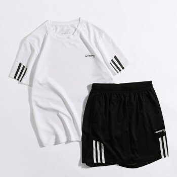 达斯金（DASIJIN）运动套装男夏季新款健身足球篮球短袖运动服 白色 L