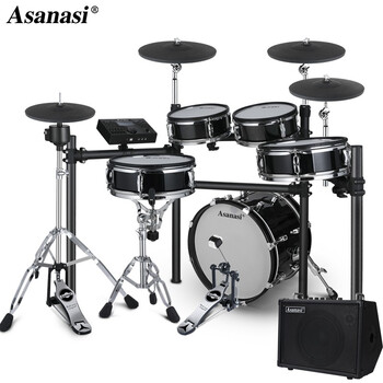 阿萨娜丝（Asanasi）电子鼓儿童初学者家用成人专业电子鼓打击鼓 MX516（黑色）网皮5鼓4擦+30W音箱