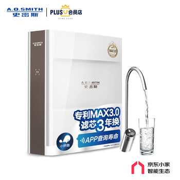 A.O.史密斯 家用净水器 1600JE 京东小家智能生态 专利MAX3.0反渗透滤芯 1.6升/分钟大流量 净水机