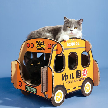 得酷 多尺寸猫抓板 猫咪磨爪玩具 双层校车 43*39*38.5CM全利兔-实时优惠快报