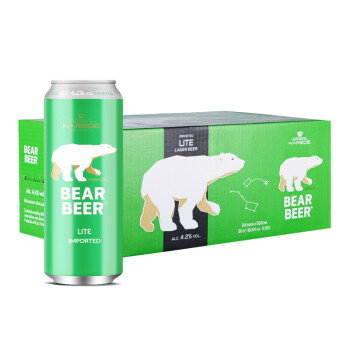 豪铂熊（BearBeer）清爽啤酒500ml*24听整箱装 德国进口