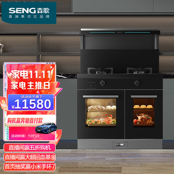 森歌（SENG）T3SZK-G 蒸烤一体独立蒸烤箱集成灶一体灶 蒸箱烤箱集成灶抽油烟机一体机套装 天然气左排烟