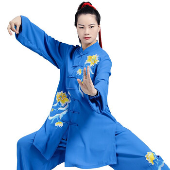 云太极原创设计春秋太极服2022刺绣武术练功比赛男女太极拳服装蓝色l