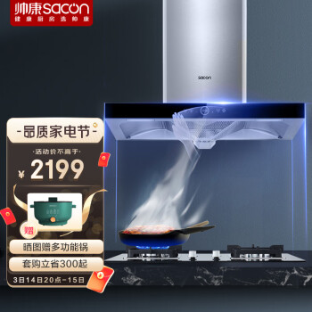 帅康（Sacon）吸油烟机烟灶套装家用21风量欧式抽油烟机燃气灶油烟机灶具套装挥手智控T8088+61B套装