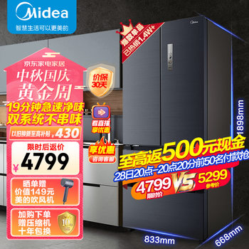 Midea 美的 508升法式对开多门电冰箱家电类商品-全利兔-实时优惠快报