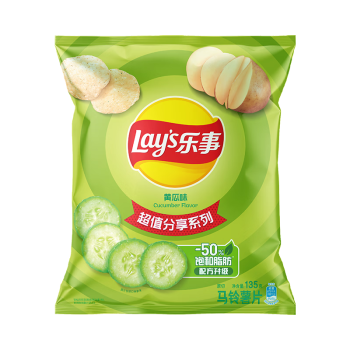 乐事（Lay’s）薯片 休闲零食 黄瓜味 135克