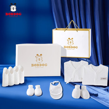 BoBDoG 巴布豆 婴儿衣服新生儿礼盒0-6个月全棉宝宝礼物实用 小标款天地盖16件全利兔-实时优惠快报