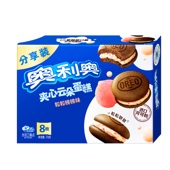 京东百亿补贴：奥利奥（Oreo）夹心云朵蛋糕 粒粒桃桃味8枚176g食品类商品-全利兔-实时优惠快报