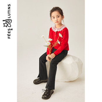 Fees&lutins 菲丝路汀 童装女童裤子秋新品百搭舒适亲肤弹力微喇休闲长裤母婴玩具类商品-全利兔-实时优惠快报