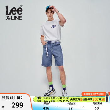 Lee【预售】LeeXLINE23春夏新品轻薄男牛仔短裤凉凉裤LMB1009033HN-Y 浅蓝色 31