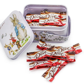 德芙（Dove） 丝滑牛奶巧克力手提铁盒装糖果零食萌兔结婚喜糖礼物 德芙4.5g 12粒兔子礼盒装