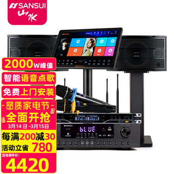 山水（SANSUI）sp9家庭10寸KTV音响套装全套家用会议卡包音响电视卡拉OK音箱套装8寸6寸 8吋版本+话筒+2TB点歌机