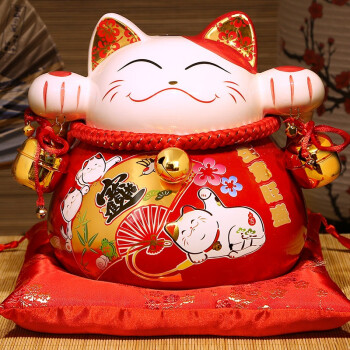 
                                                            吉善缘 陶瓷招财猫摆件存钱罐店铺开业礼品 收银前台发财猫家居公司办公室装饰品创意储蓄罐实用生日礼物 9寸生意旺盛                