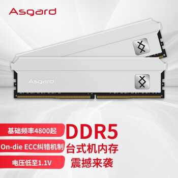 阿斯加特（Asgard）16GB(8Gx2)套装 DDR5 4800 台式机内存条 弗雷系列-钛银甲