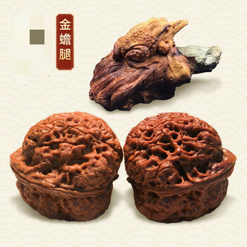 铁核桃云南铁核桃蛤蟆头金蟾野生文玩核桃一对手盘收藏手把件山核桃手