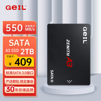 GeIL金邦 2TB SSD固态硬盘 SATA3.0接口 台式机笔记本通用 高速550MB/S  A3系列