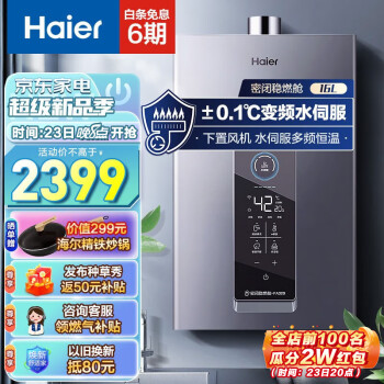 海尔（Haier）燃气热水器天然气水伺服恒温强排式APP智能节能洗澡即热磁化抑垢密闭稳燃舱FA320 磁净抑垢 16升