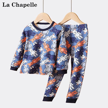 LA CHAPELLE MINI 拉夏贝尔儿童宝宝秋衣秋裤男女童内衣套装纯棉春秋小童家居服睡衣 机器小熊 120母婴玩具类商品-全利兔-实时优惠快报