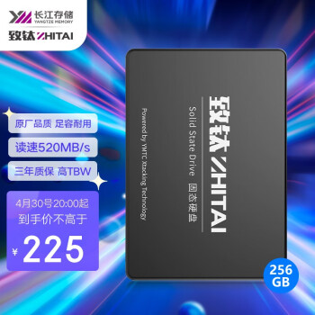 致钛（ZhiTai）长江存储 256GB SSD固态硬盘 SATA 3.0 接口 SC001 Active系列