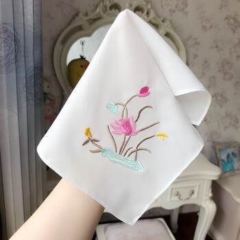 古代手帕公司礼品古风绣花手帕海棠花刺绣手绢复古代舞蹈剧组拍戏白色