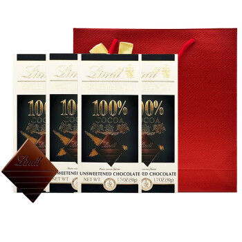 瑞士莲（lindt） 瑞士进口特醇黑巧克力排块4块装临期 100%黑4块 组合装 200g 24.11月到期