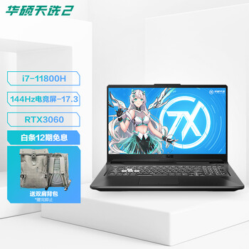 华硕(ASUS)天选2Plus 11代英特尔酷睿i7 17.3英寸游戏笔记本电脑(8核i7-11800H 16G 512G RTX3060 144Hz)灰