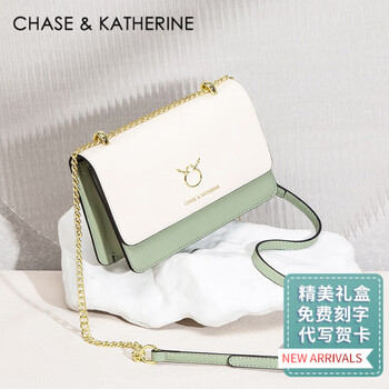CHASE KATHERINE CK轻奢包包女包单肩包女士斜挎包情人节送女友老婆生日礼物 白绿色全利兔-实时优惠快报