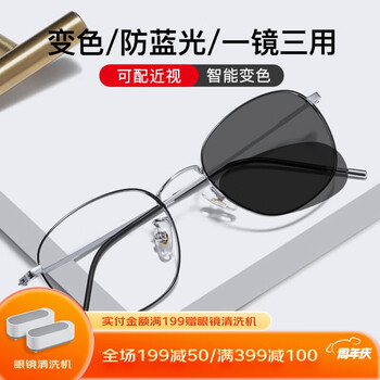 CHASM 智能变色眼镜男 黑银 配1.60膜层变色镜片(可配0-800度)全利兔-实时优惠快报