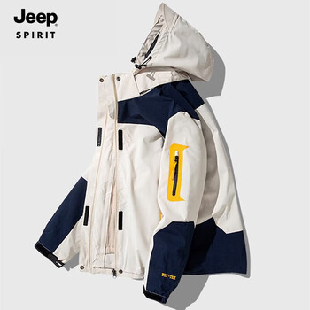 JEEP SPIRIT 吉普 夹克男棉衣情侣秋冬三合一加厚两件套防风防水保暖棉服 522/单层女白色 L运动户外类商品-全利兔-实时优惠快报