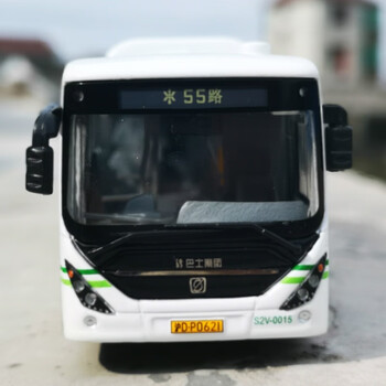 汽车模型金属上汽申沃新能源电动客车164公交模型公交站台带4个人偶