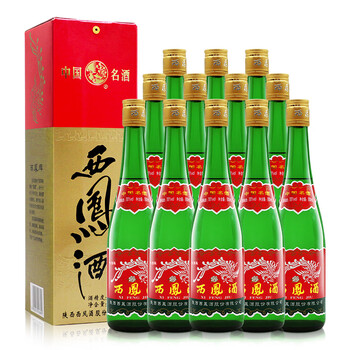 西凤酒 绿瓶高脖 55%vol 凤香型白酒 500ml*12瓶 整箱装食品类商品-全利兔-实时优惠快报