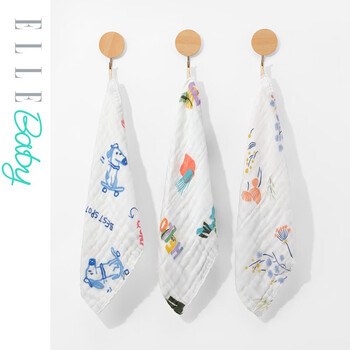 ELLE BABY 儿童A类纯棉纱布口水巾三条母婴玩具类商品-全利兔-实时优惠快报