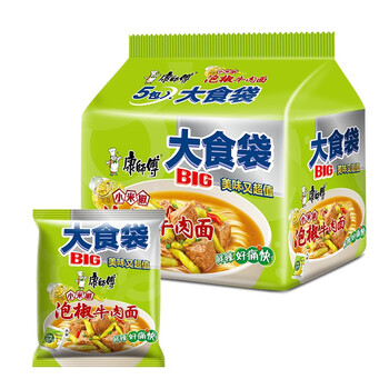 康师傅 方便面 大食袋泡面 泡椒牛肉面5连包食品类商品-全利兔-实时优惠快报