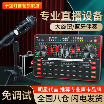 十盏灯 G系列-G3 调音台声卡套装主播直播设备全套手机电脑通用录音棚唱歌快手抖音喊麦专用 声卡套装【手持麦】绅士黑