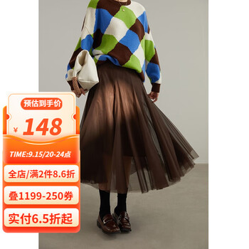 DUSHU 独束 复古半身裙 高腰显瘦仙气纱裙服饰鞋包类商品-全利兔-实时优惠快报