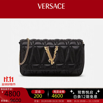 VERSACE 范思哲 女士斜挎包 DBFI002-D2NTRT-DNMOV 黑色 迷你全利兔-实时优惠快报
