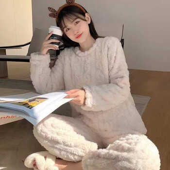 蜓秀 2023秋冬新款珊瑚绒睡衣女提花舒棉加绒加厚法兰绒家居服两件套服饰鞋包类商品-全利兔-实时优惠快报
