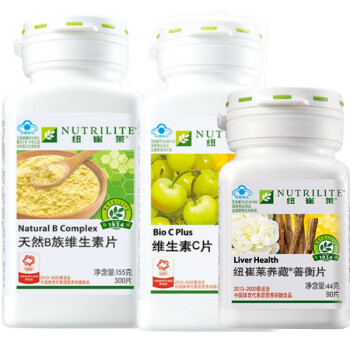 安利（Amway）纽崔莱保健营养品系列天然B族维生素300片+维生素C片200片+养藏善衡片90片