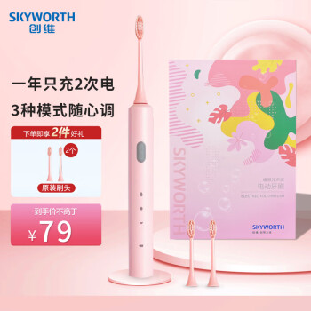 创维（Skyworth）电动牙刷成人女生声波震动牙刷家用旅行 3种模式超长续航情侣款生日礼物 C102