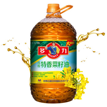 【京东】多力 压榨特香菜籽油 6.18L