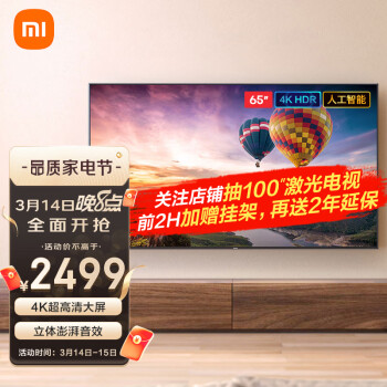 小米（MI）电视65英寸4K超高清WiFi网络液晶平板电视机【赠延保】支持投屏 Redmi A65 企业采购 