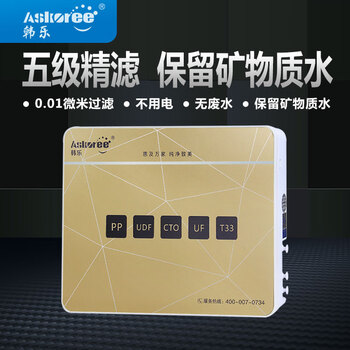 韩乐（Askoree）超滤净水器家用净水机直饮自来水不插电无废水厨下式 超滤金色（矿物质水）