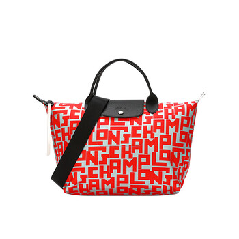 LONGCHAMP 珑骧 女士LE PLIAGE AUTOMNE/HIVER 灰红拼色中号短柄织物手提单肩斜挎包 L1515 412 H08全利兔-实时优惠快报